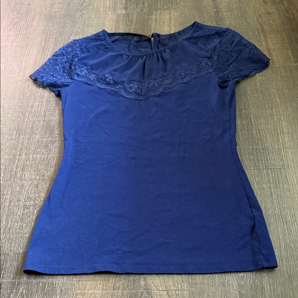 Express  Lace Top Small Short Sleeve Blouse